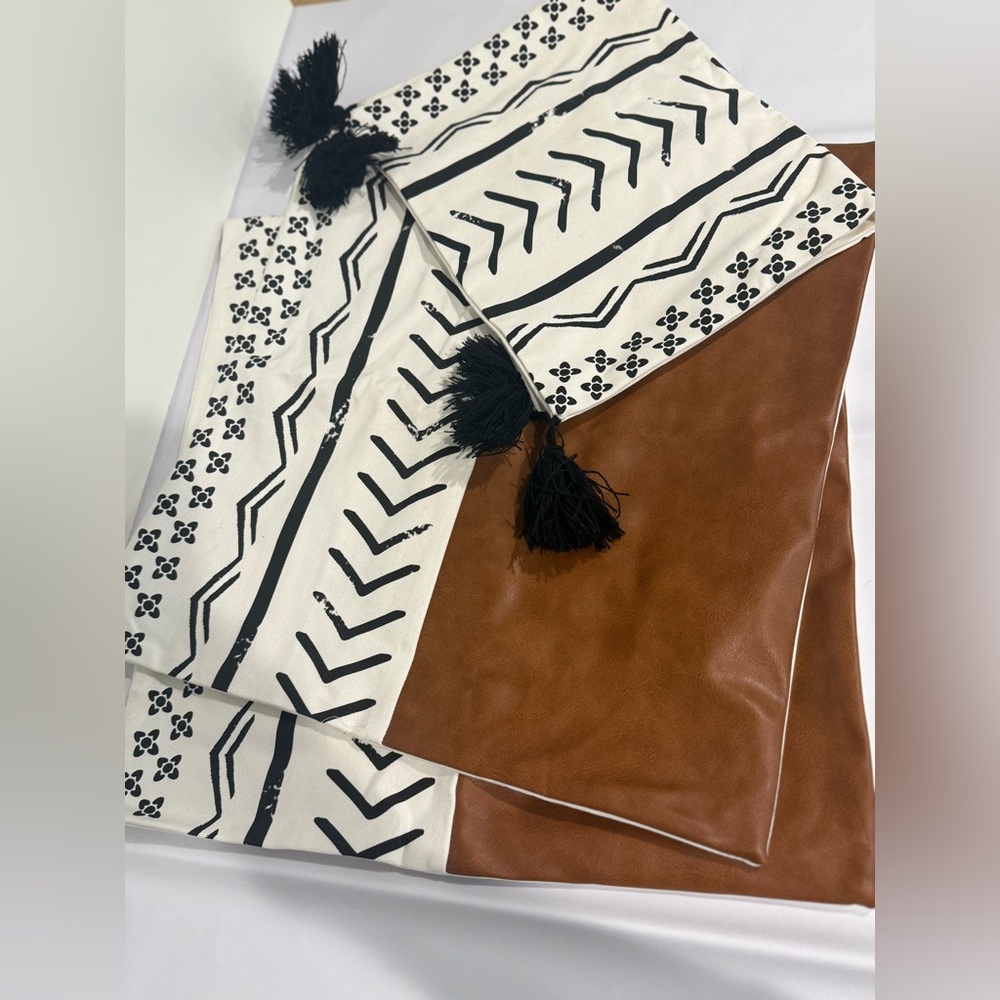 Brown and White Patterned decorative pillow covers